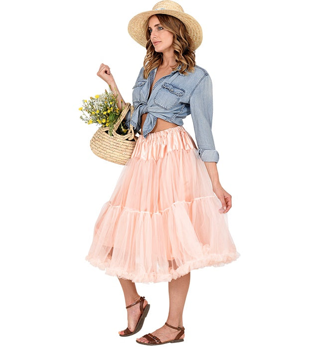 Antique Pink Tulle Ruffle Skirt/Petticoat 65 Cm