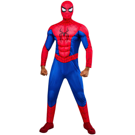 Spider-Man Deluxe Costume for Adults Padded Muscle Suit and Mask