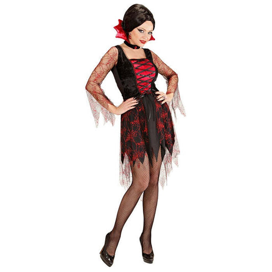 Spiderweb Vampiria  Dress, Collar With Gem 