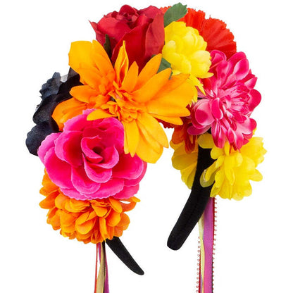 Flower Headband With Multicolor Ribbons