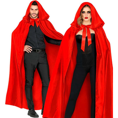 Red Satin Hooded Cape 145 Cm