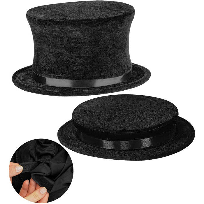 Collapsible Top Hat Velvet 14 Cm