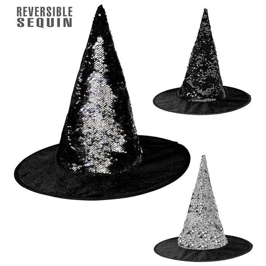 Reversible Black/Silver Sequin Witch Hat
