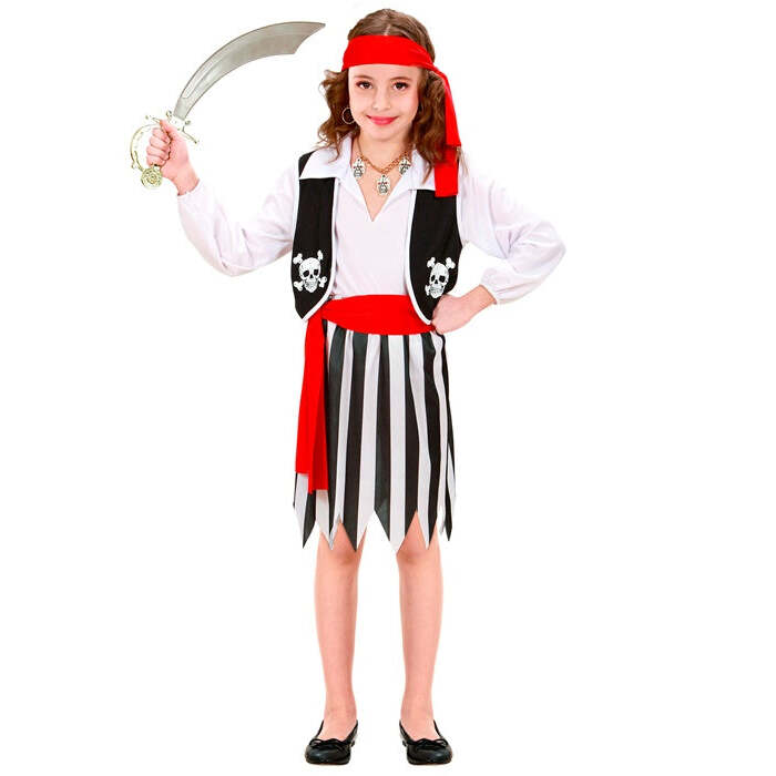 Pirate Girl  Shirt With Vest, Skirt, Belt, Headband 