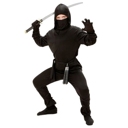 Ninja  Hooded Coat, Pants, Belt, Mask, Arm & Leg Ties 
