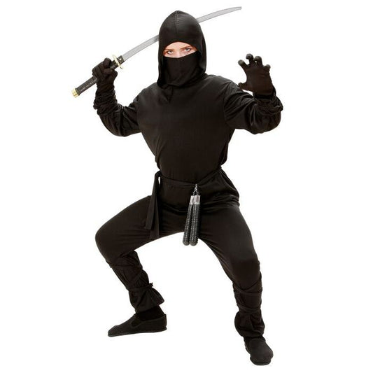 Ninja  Hooded Coat, Pants, Belt, Mask, Arm & Leg Ties 