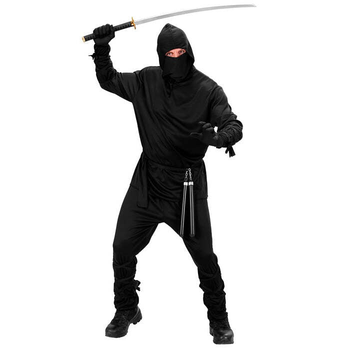 Ninja  Hooded Coat, Pants, Belt, Mask, Arm & Leg Ties 