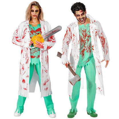 Zombie Surgeon  Lab Coat With Shirt And Wound, Pants, Bloody Gloves 