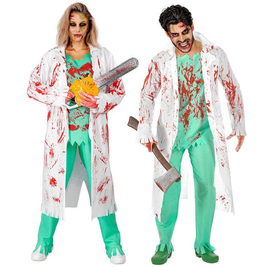 Zombie Surgeon  Lab Coat With Shirt And Wound, Pants, Bloody Gloves 