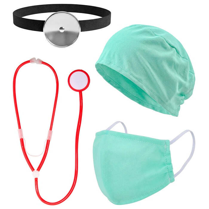 Doctor  Hat, Face Mask, Head Reflector, Stethoscope 