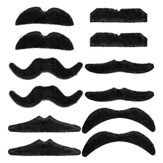 Set Of 12 Black Party Mostaches 6 Styles Ass.
