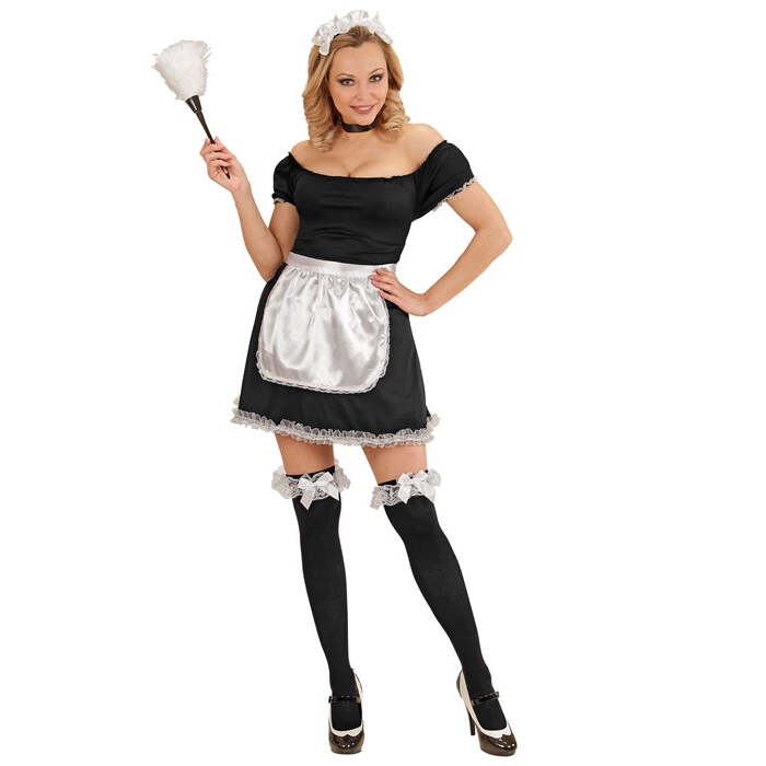 French Maid  Dress, Apron, Choker, Headpiece 