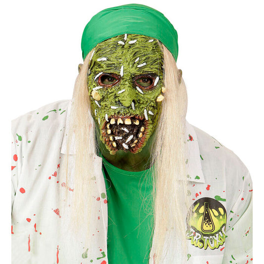 Toxic Zombie Half Face Mask With Hair