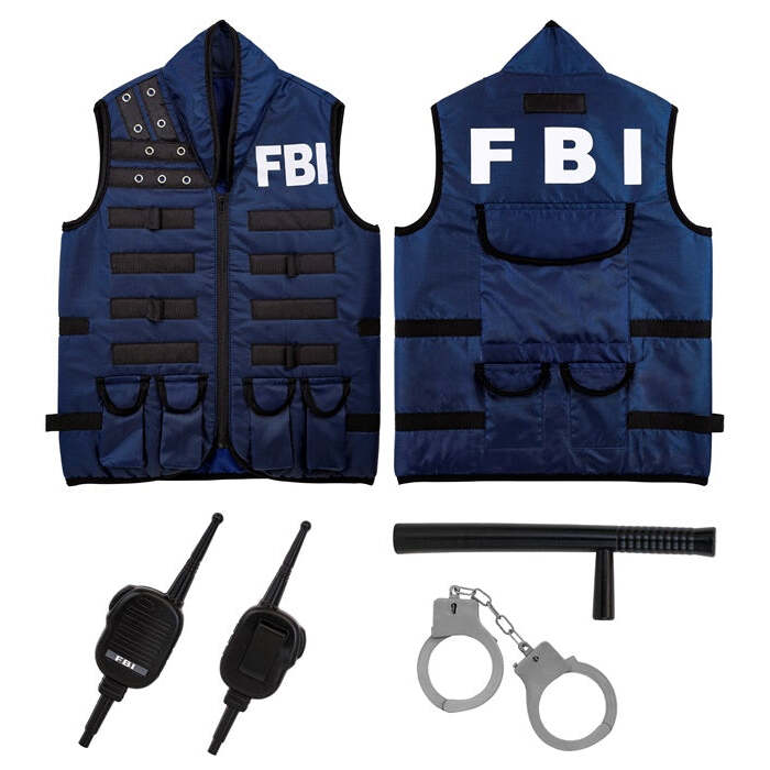 Fbi Tactical Vest With Handcuffs, Baton & Radio Child Size