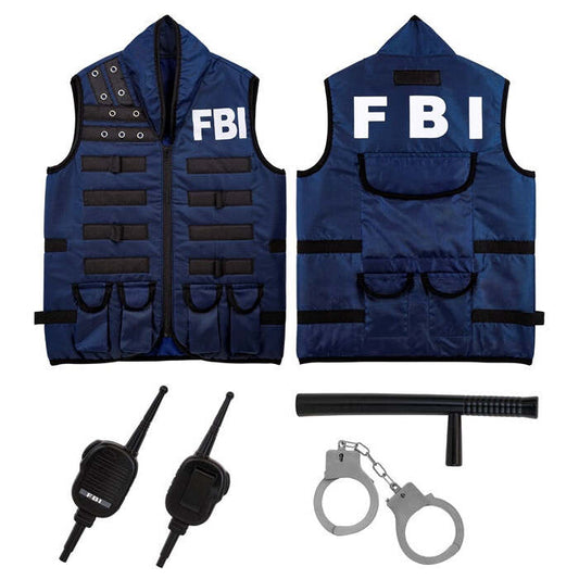 Fbi Tactical Vest With Handcuffs, Baton & Radio Child Size