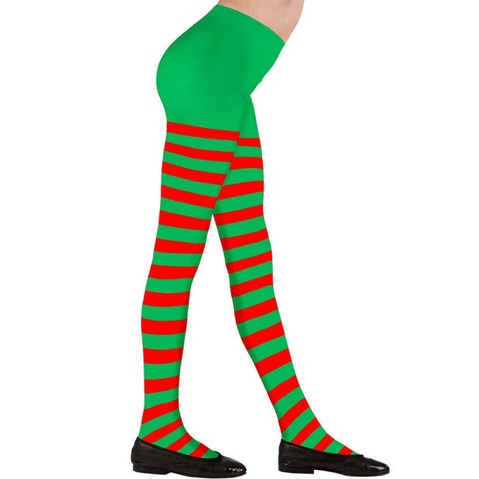Green-Red Striped Pantyhose 70 Den