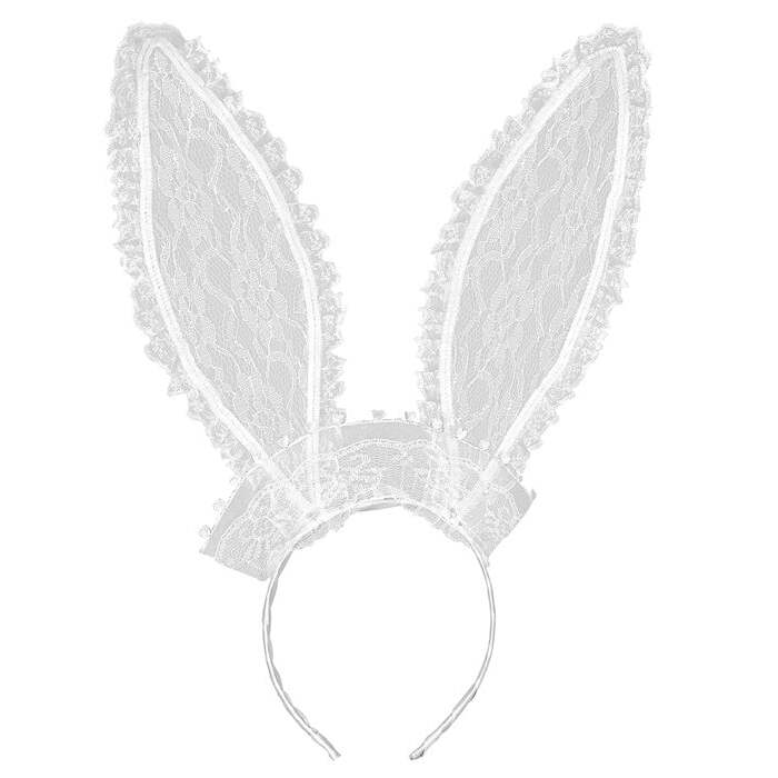 White Lace Bunny Ears Bendable