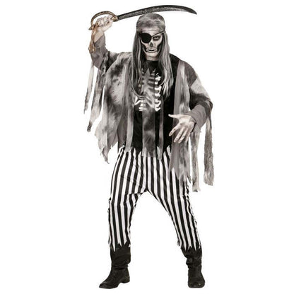 Ghost Ship Pirate  Shirt With Bone Chest, Jacket, Pants, Bandana, Eye-Patch 