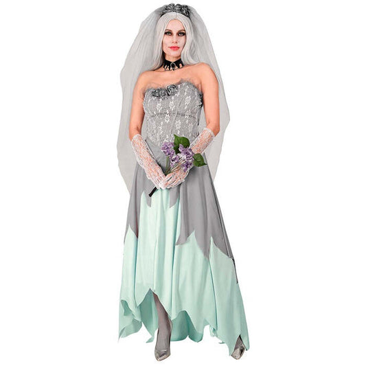 Zombie Bride  Dress, Flower Veil, Flower Bouquet 