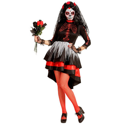 Dia De Los Muertos Bride  Dress, Flower Veil 