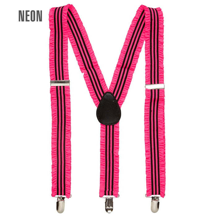 Neon Pink Ruffle Braces