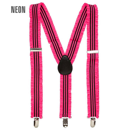 Neon Pink Ruffle Braces