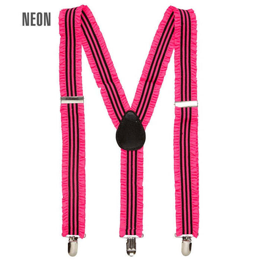Neon Pink Ruffle Braces