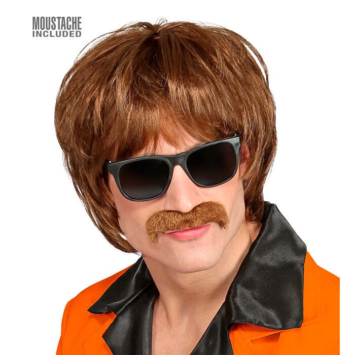 60S Mod Shag Wig With Moustache In Box