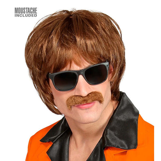 60S Mod Shag Wig With Moustache In Box