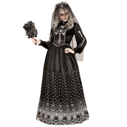 Skeleton Bride  Dres With Crinoline Underskirt, Bridal Veil 