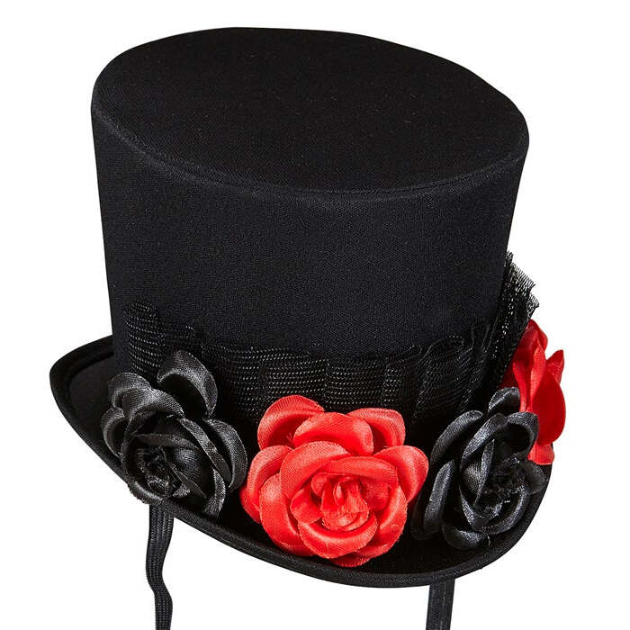 Mini Top Hat With Tulle & 4 Roses