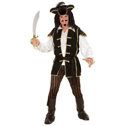 Pirate Captain  Shirt With Vest, Pants, Belt, Hat With Feather, Boot Covers 