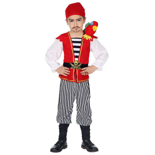 Pirate  Shirt With Vest & Belt, Pants, Parrot, Bandana 