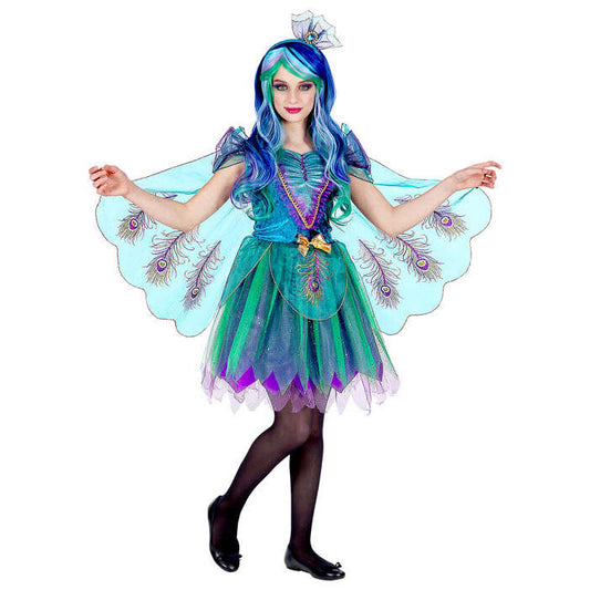 Peacock  Dress With Peacock Tail Veils, Headpiece 