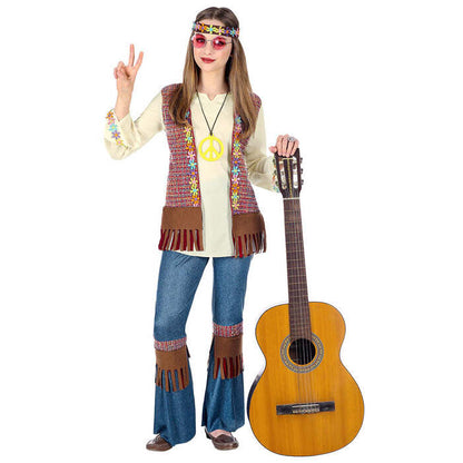 Hippie  Shirt With Vest, Pants, Headband, Necklace 