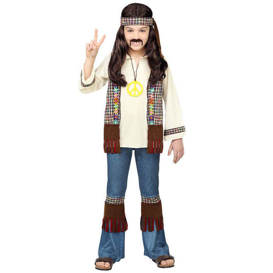Hippie  Shirt With Vest, Pants, Headband, Necklace 
