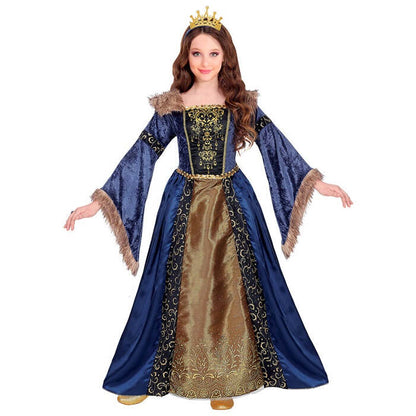 Medieval Queen  Dress With Crinoline Underskirt, Crown 