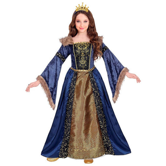 Medieval Queen  Dress With Crinoline Underskirt, Crown 