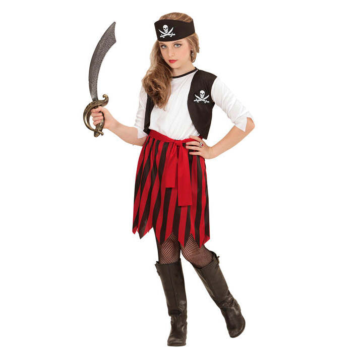 Pirate Girl  Dress With Vest, Belt, Headpiece 