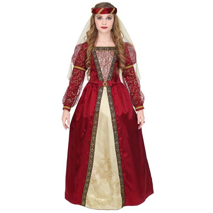 Medieval Princess  Dress With Crinoline Underskirt, Headpiece With Veil 