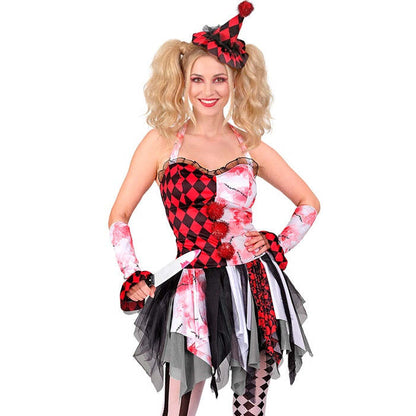 Evil Harlequin  Dress, Cuffs, Mini Hat 
