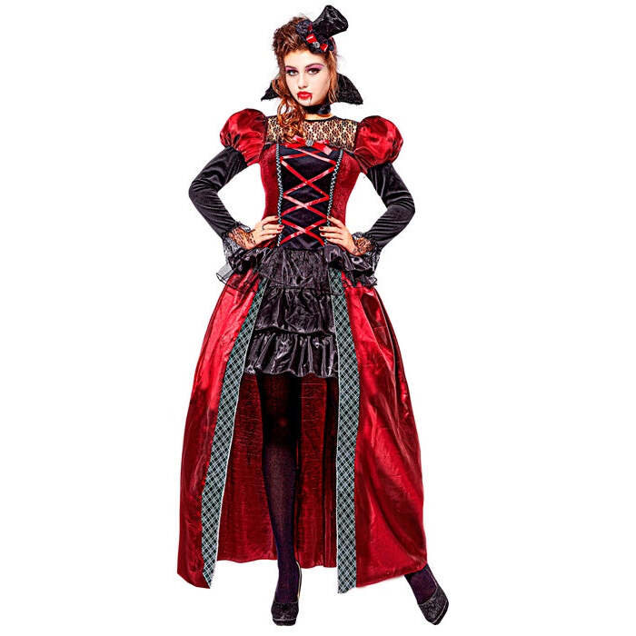 Victorian Vampiress  Dress, Collar, Mini Hat 