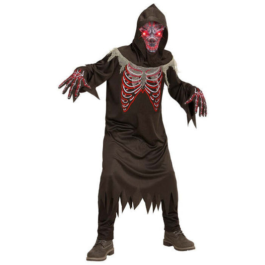 Demon  Robe, Gloves, Hooded Maskwith Fade-In Fade-Out Light-Up Eyes 