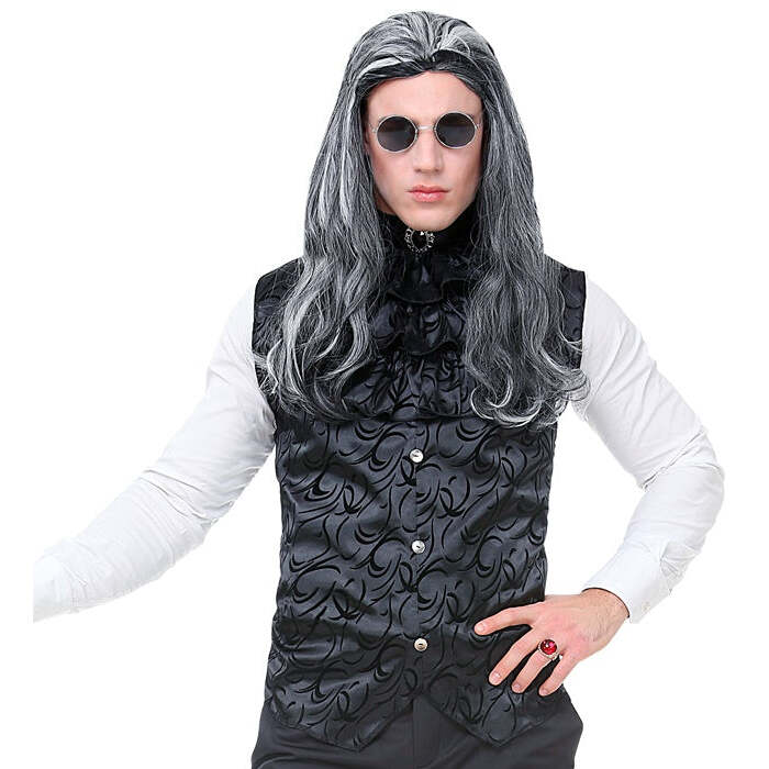 Satin Gothic Vest With Jabot & Gem