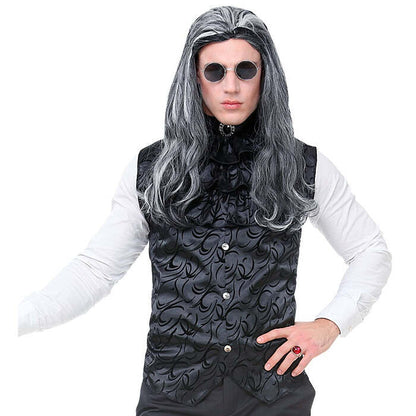 Satin Gothic Vest With Jabot & Gem