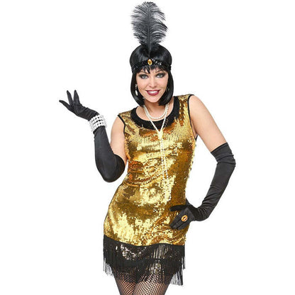 Roaring 20S Flapper  Dress, Headband With Feather 