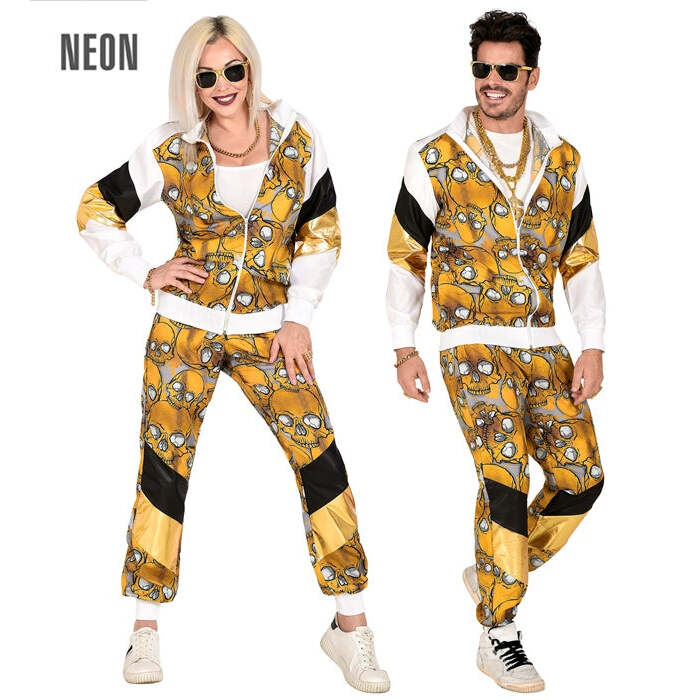 Black/Gold Skulls Shell Suit  Jacket, Pants 
