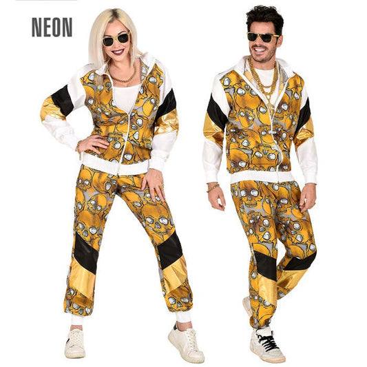 Black/Gold Skulls Shell Suit  Jacket, Pants 