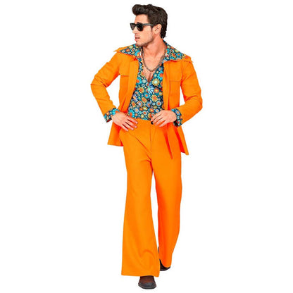 The 70S Disco Style - Orange  Jacket With Shirt, Pants 