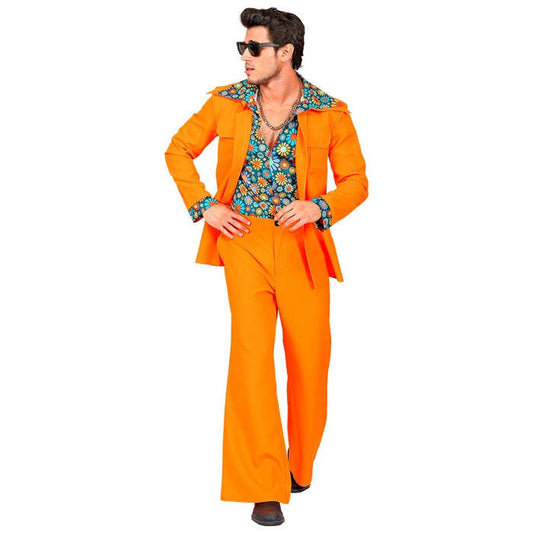 The 70S Disco Style - Orange  Jacket With Shirt, Pants 